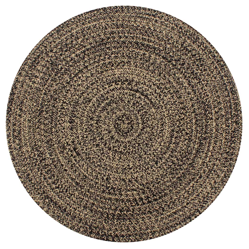 vidaXL Area Rug | Black and Natural | Jute and Cotton | 120 cm | Durable 1