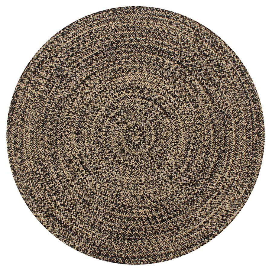vidaXL Area Rug | Black and Natural | Jute and Cotton | 120 cm | Durable 1