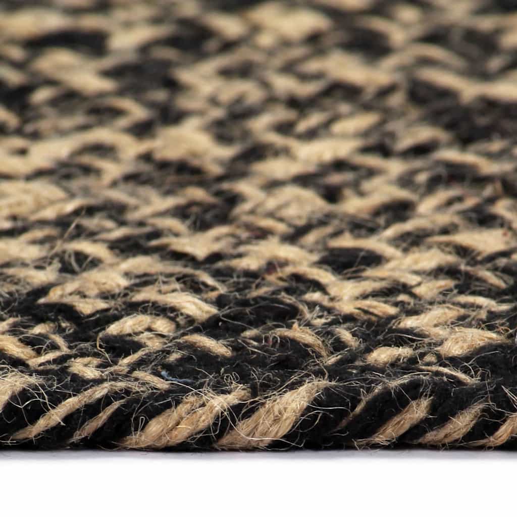 vidaXL Area Rug | Black and Natural | Jute and Cotton | 120 cm | Durable 3