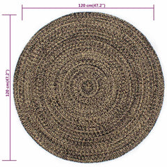 vidaXL Area Rug | Black and Natural | Jute and Cotton | 120 cm | Durable 5