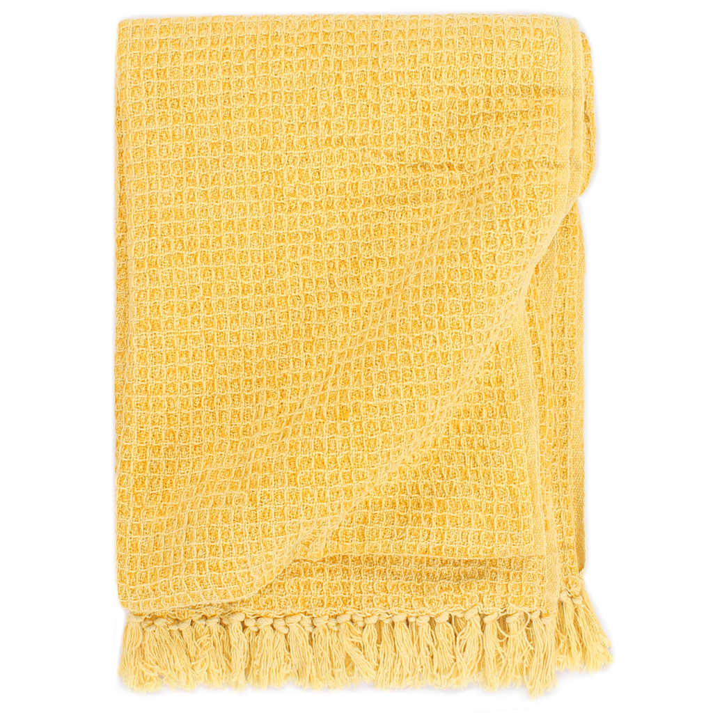 vidaXL Throw | Mustard Yellow | 100% Cotton | 160 x 210 cm | Throw | Rectangular 1