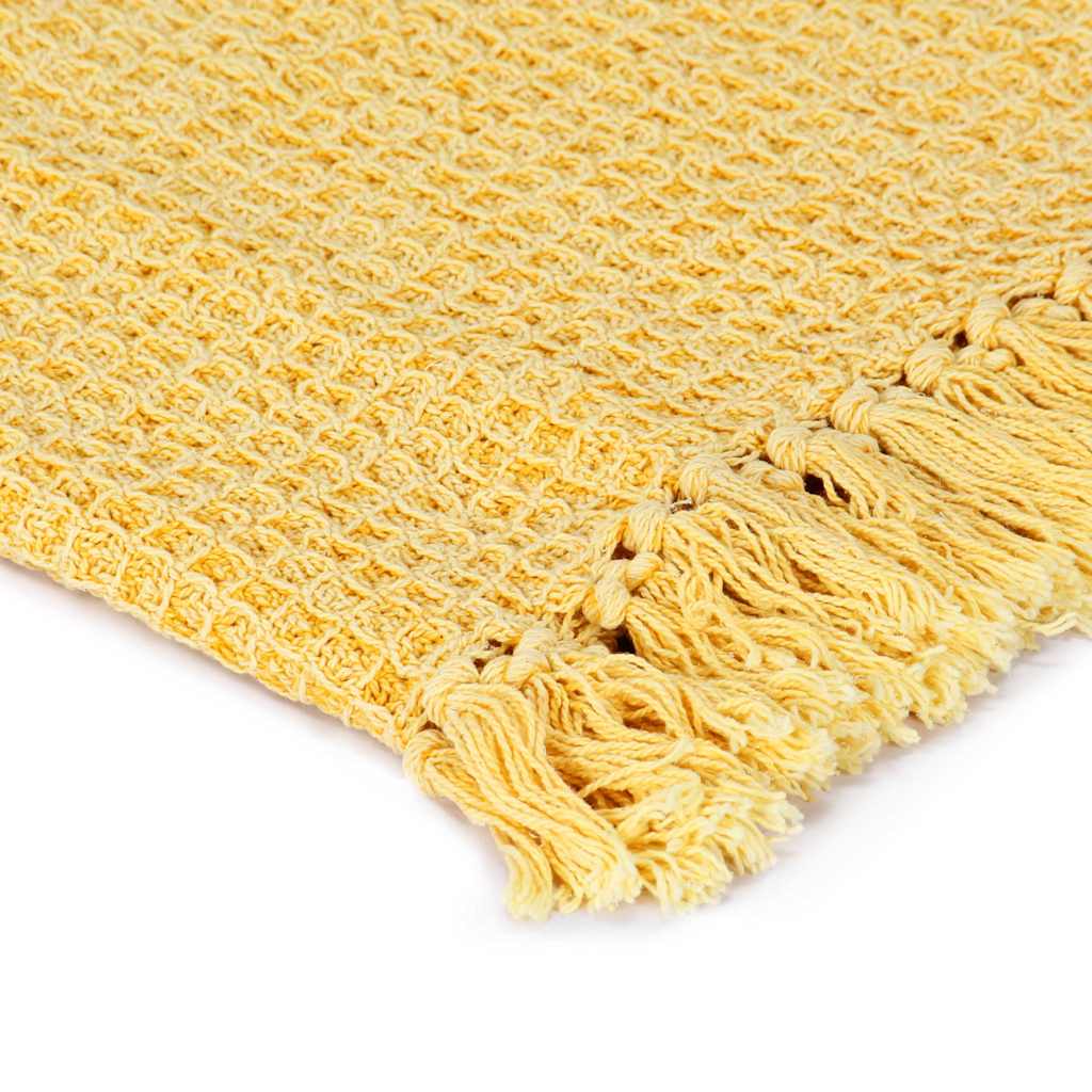 vidaXL Throw | Mustard Yellow | 100% Cotton | 160 x 210 cm | Throw | Rectangular 3