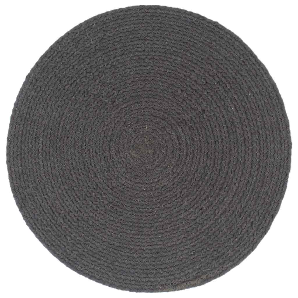 vidaXL Placemat | Set of 6 | Dark grey | 100% Cotton | 38 cm diameter | Non-slip 2
