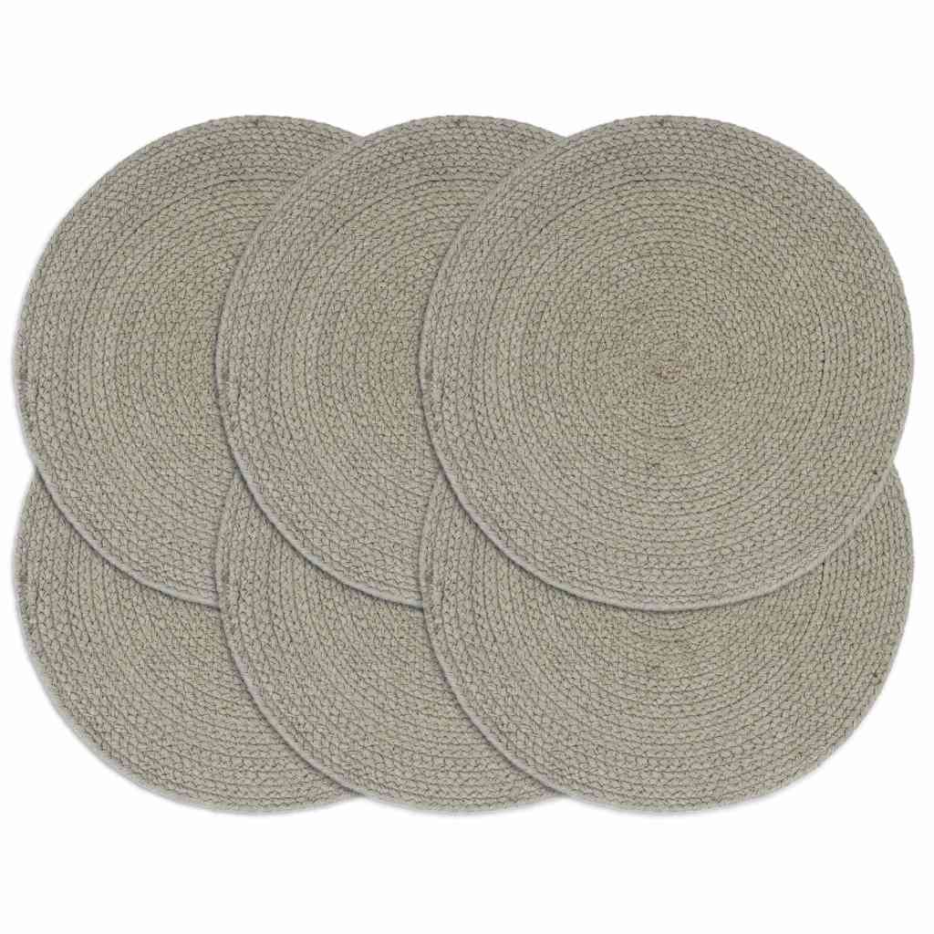 vidaXL Placemat | Set of 6 | Plain Grey | 100% Cotton | 38 cm diameter 1