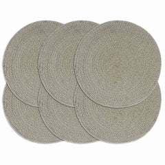 vidaXL Placemat | Set of 6 | Plain Grey | 100% Cotton | 38 cm diameter 1