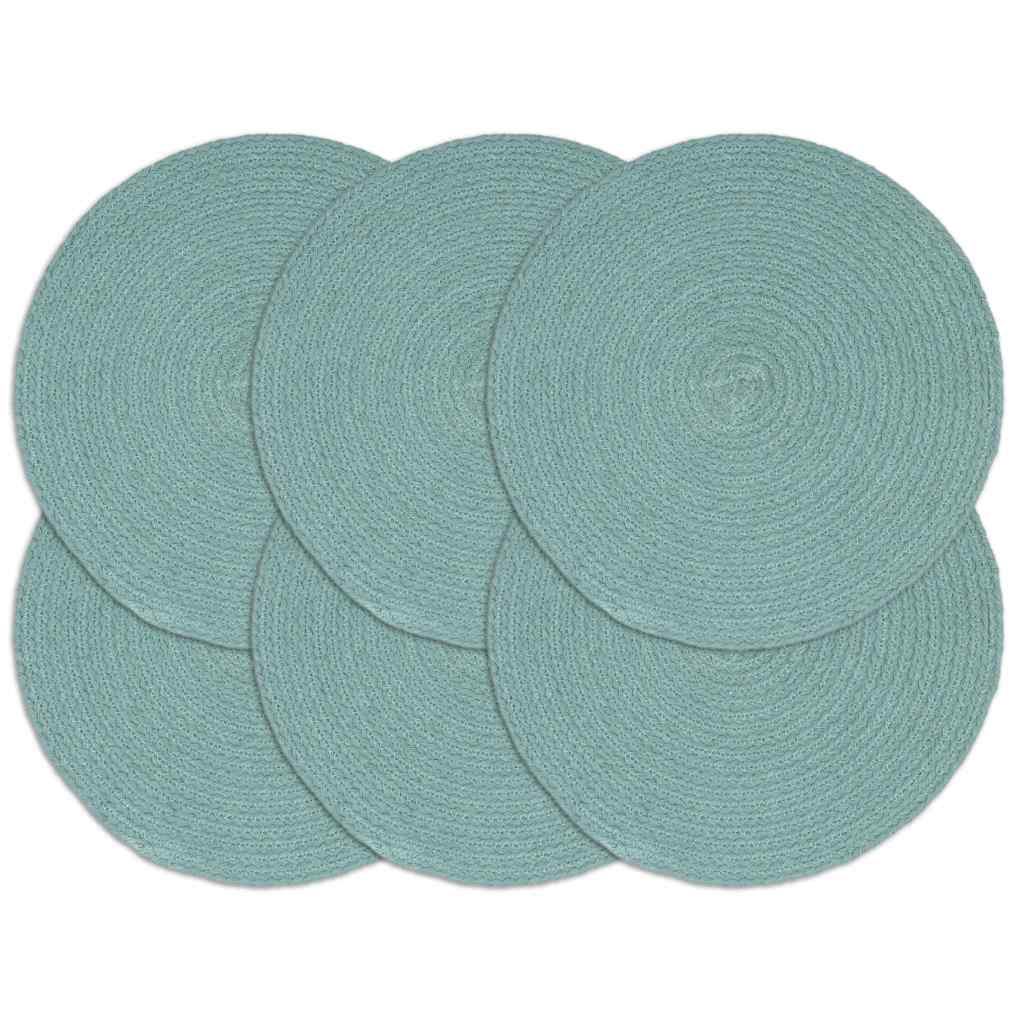 vidaXL Placemat | Set of 6 | Plain Green | 100% Cotton | 38 cm Diameter 1