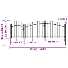 Garden Gate "Woerden" Steel 1x4 m Black 400 cm 100 cm