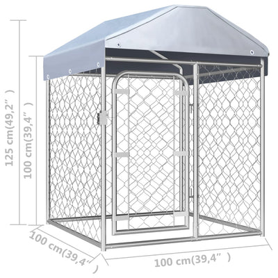 Outdoor Dog Kennel with Roof 100x100x125 cm