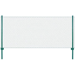 vidaXL Wire Mesh Fence with Posts Steel 25x0.5 m Green 1