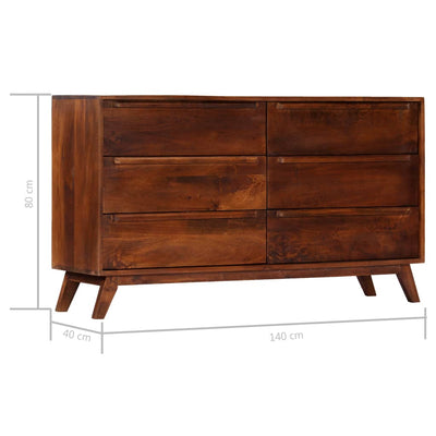 Drawer Cabinet Brown 140x40x80 cm Solid Mango Wood