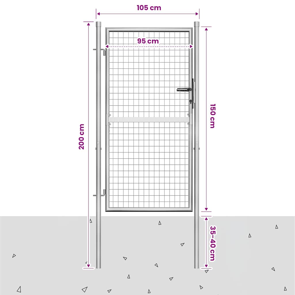Garden Gate Galvanised Steel Silver 105 cm 150 cm