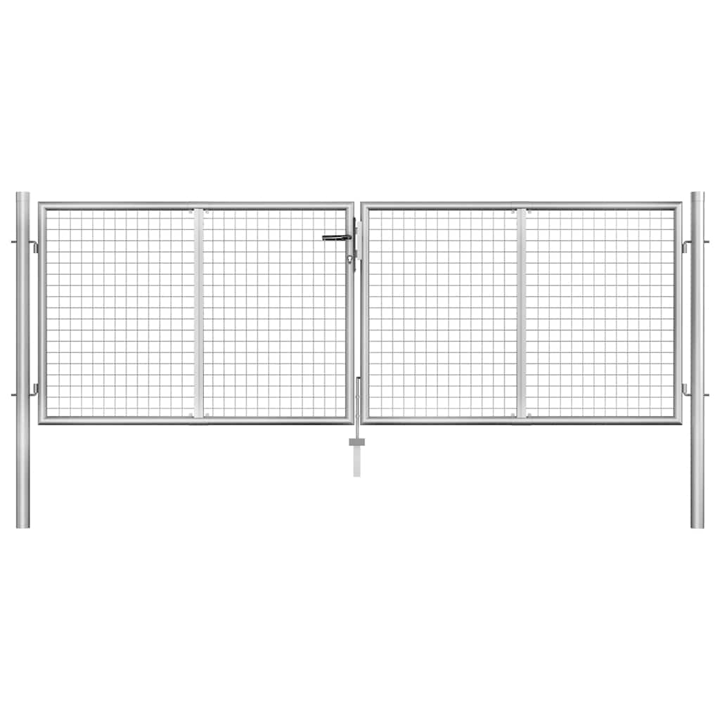 Garden Gate Galvanised Steel Silver 306 cm 75 cm