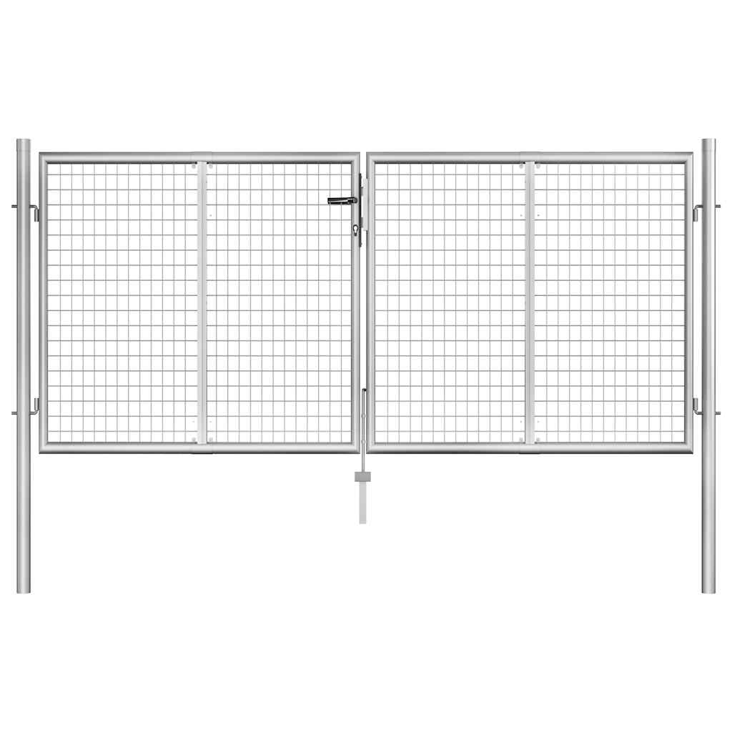 Garden Gate Galvanised Steel Silver 306 cm 100 cm