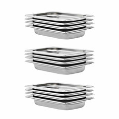 vidaXL Gastronorm Containers 8 pcs GN 1/4 65 mm Stainless Steel