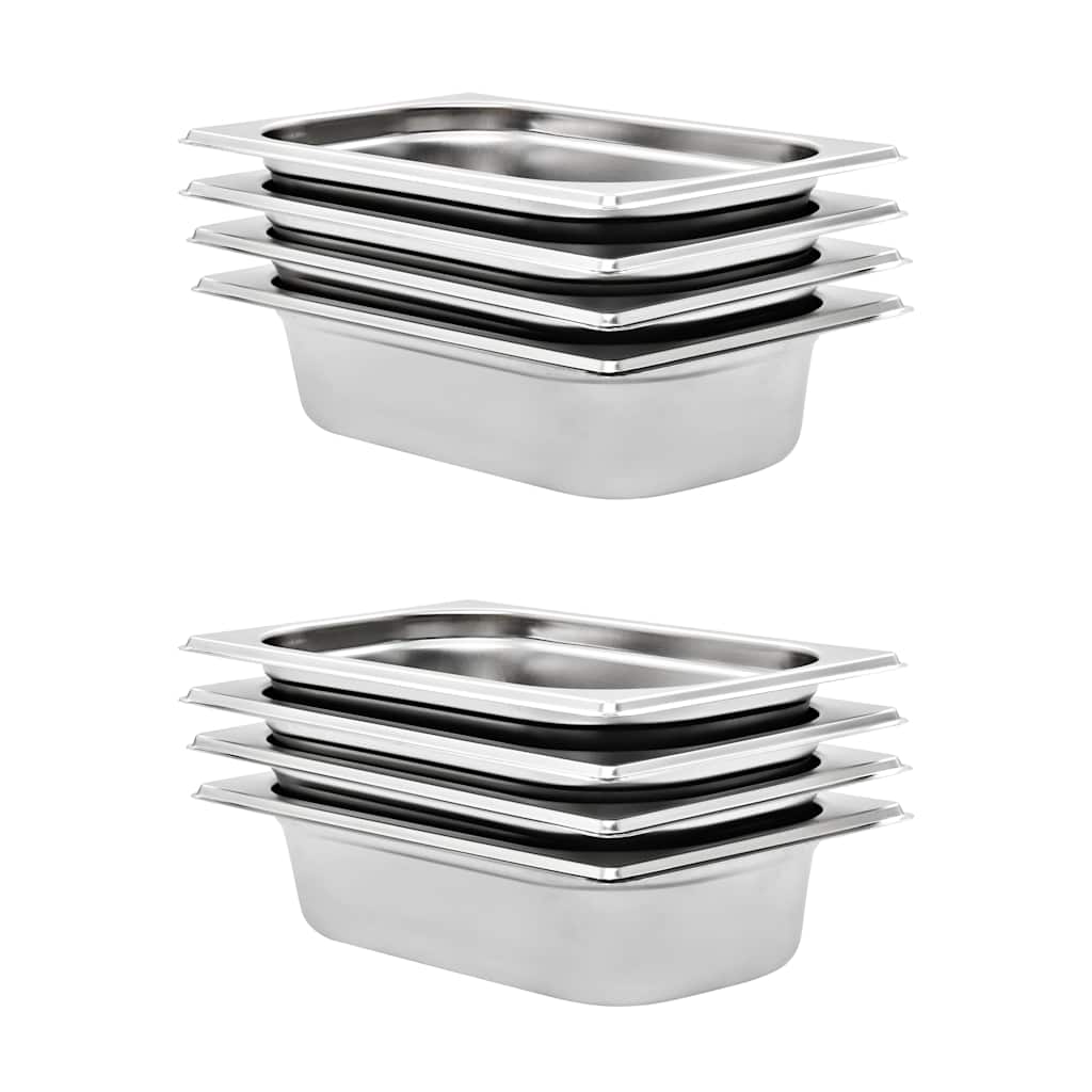 vidaXL Gastronorm Containers 8 pcs GN 1/4 65 mm Stainless Steel 1
