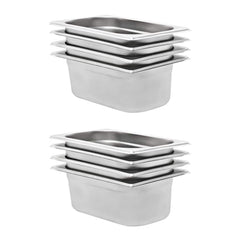 Gastronorm Containers 8 pcs GN 1/4 65 mm Stainless Steel 265 x 162 x 100 mm