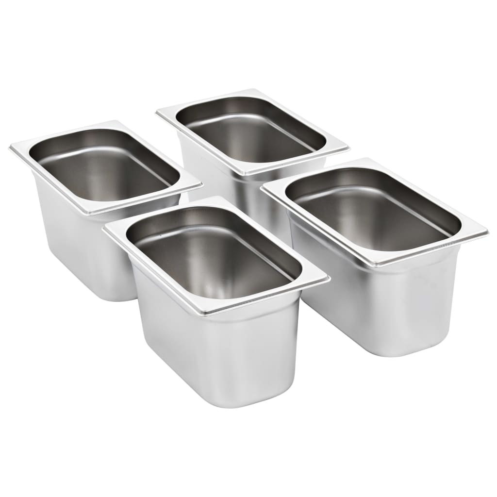 vidaXL Gastronorm Containers 4 pcs GN 1/4 150 mm Stainless Steel 2