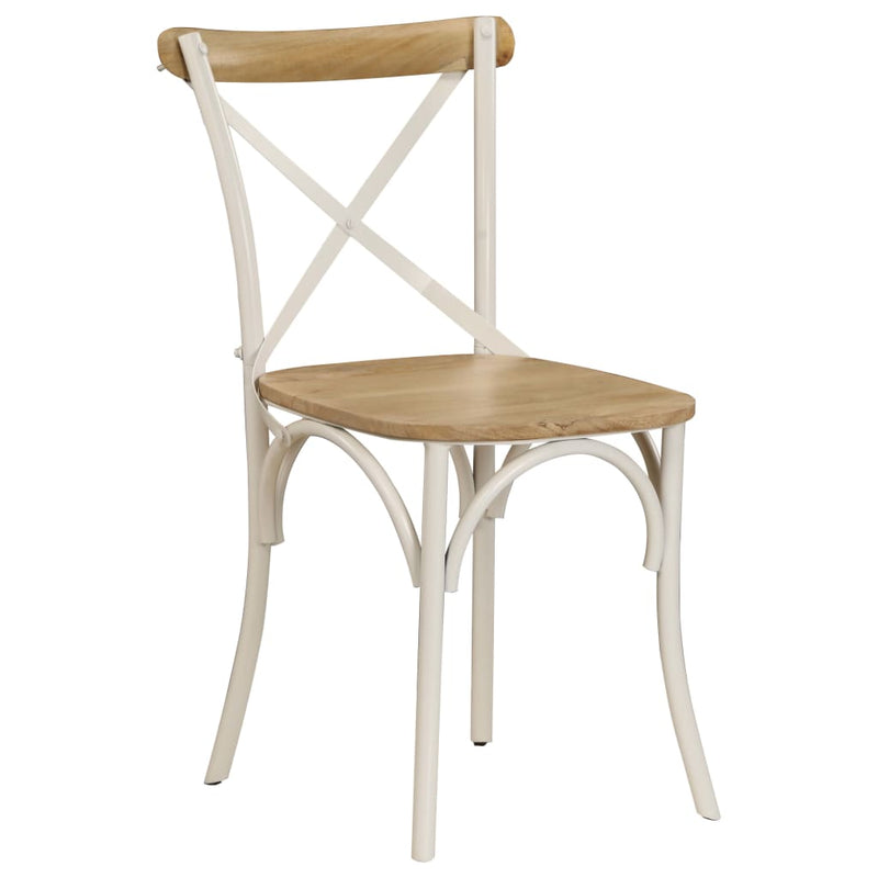 Cross Chairs 2 pcs White Solid Mango Wood