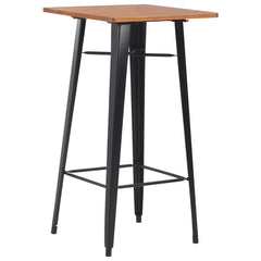 vidaXL Bar Table Black 60x60x108 cm Solid Pine Wood Steel 1