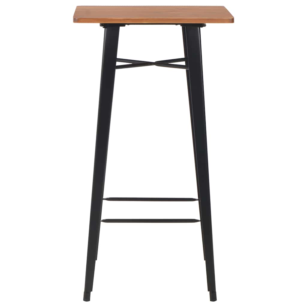 vidaXL Bar Table Black 60x60x108 cm Solid Pine Wood Steel 2