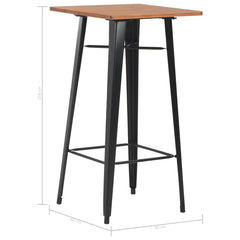 vidaXL Bar Table Black 60x60x108 cm Solid Pine Wood Steel 6