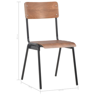 Dining Chairs 2 pcs Brown Solid Plywood Steel