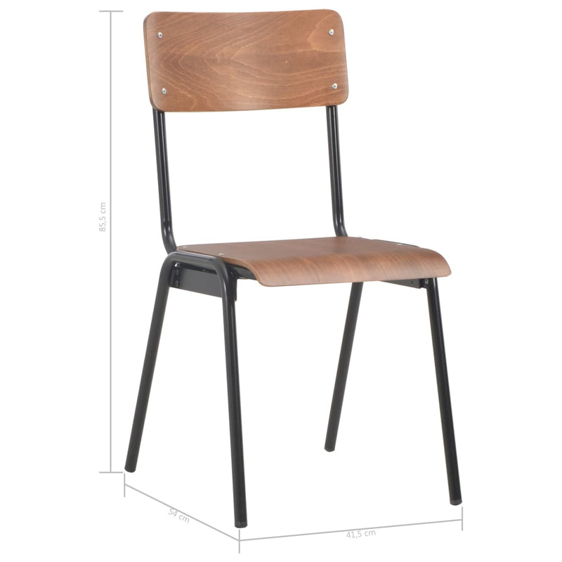 Dining Chairs 2 pcs Brown Solid Plywood Steel