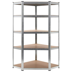 vidaXL Storage Shelf Silver 90x90x180 cm Steel and MDF 1