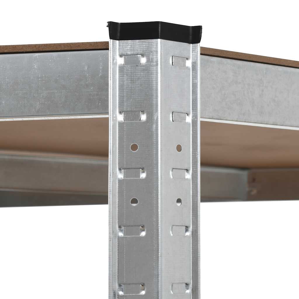 vidaXL Storage Shelf Silver 90x90x180 cm Steel and MDF 5