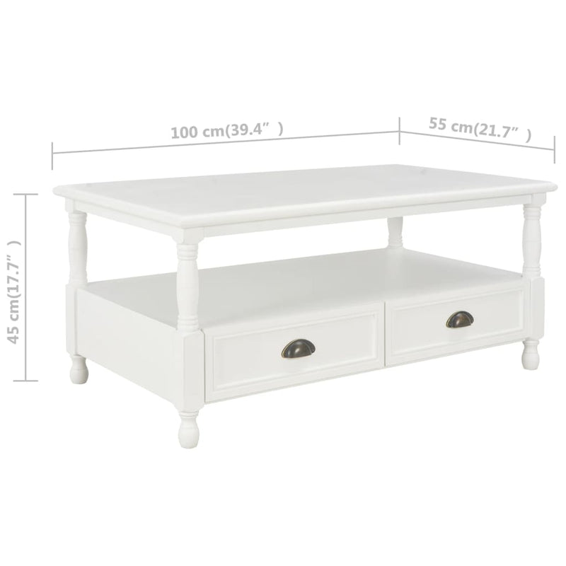 Coffee Table White 100x55x45 cm Wood