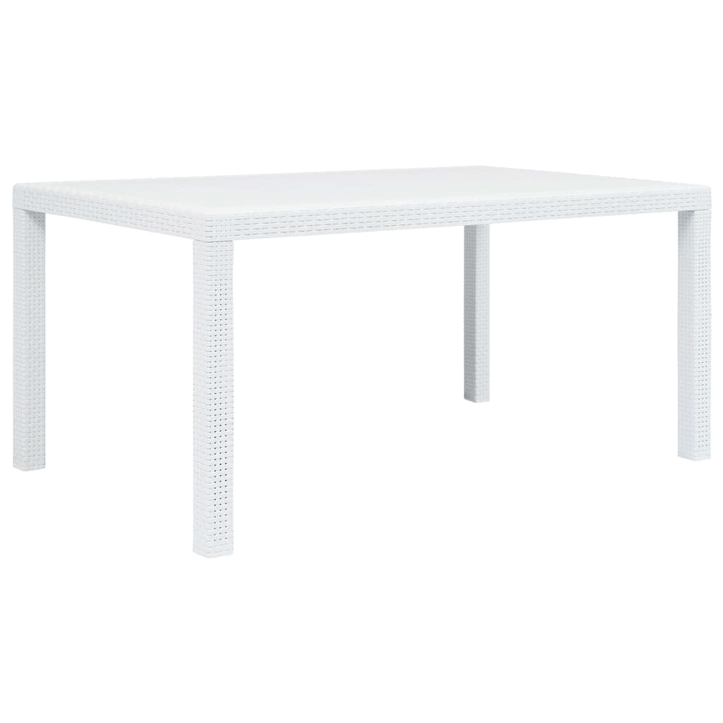 Garden Table Plastic Rattan Look White 150 cm 90 cm