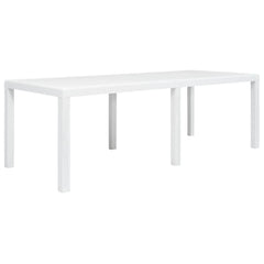 Garden Table Plastic Rattan Look White 220 cm 90 cm
