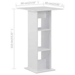 vidaXL Bar Table | White | Engineered Wood | 60x60x110 cm | Bar Table | Square 6
