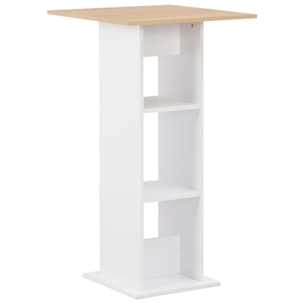 vidaXL Bar Table White and Sonoma Oak 60x60x110 cm 1