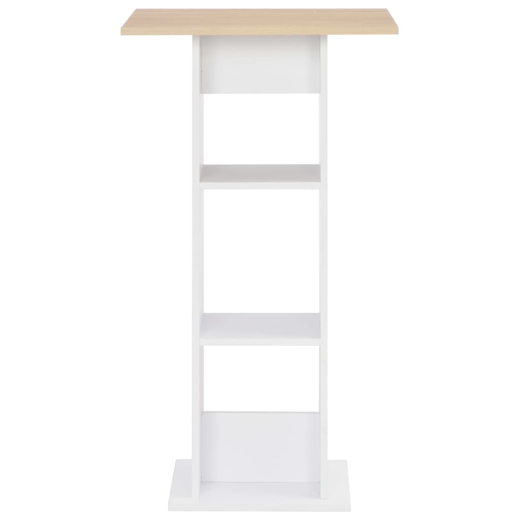 vidaXL Bar Table White and Sonoma Oak 60x60x110 cm 2
