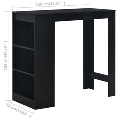 vidaXL Bar Table with Shelf Black 110x50x103 cm 6