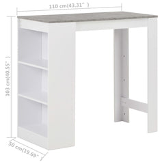 vidaXL Bar Table with Shelf White 110x50x103 cm 6