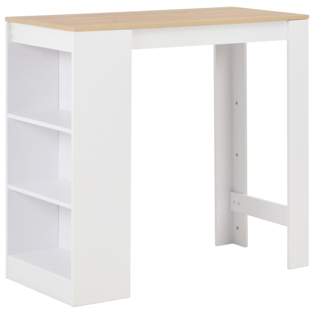 vidaXL Bar Table with Shelf White 110x50x103 cm 1
