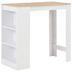 vidaXL Bar Table with Shelf White 110x50x103 cm 1