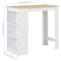 vidaXL Bar Table with Shelf White 110x50x103 cm 6