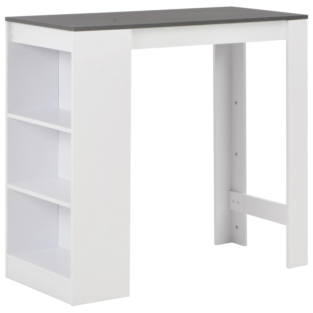 vidaXL Bar Table with Shelf White 110x50x103 cm 1