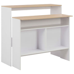vidaXL Bar Table with 2 Table Tops White and Oak 130x40x120 cm 1