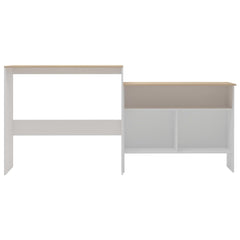 vidaXL Bar Table with 2 Table Tops White and Oak 130x40x120 cm 3