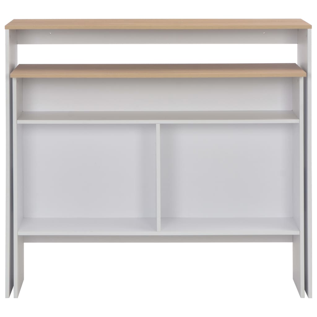 vidaXL Bar Table with 2 Table Tops White and Oak 130x40x120 cm 4