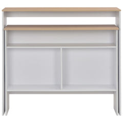 vidaXL Bar Table with 2 Table Tops White and Oak 130x40x120 cm 4