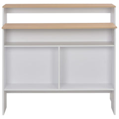 vidaXL Bar Table with 2 Table Tops White and Oak 130x40x120 cm 5
