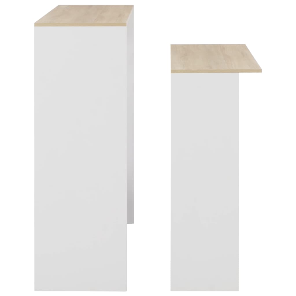 vidaXL Bar Table with 2 Table Tops White and Oak 130x40x120 cm 6