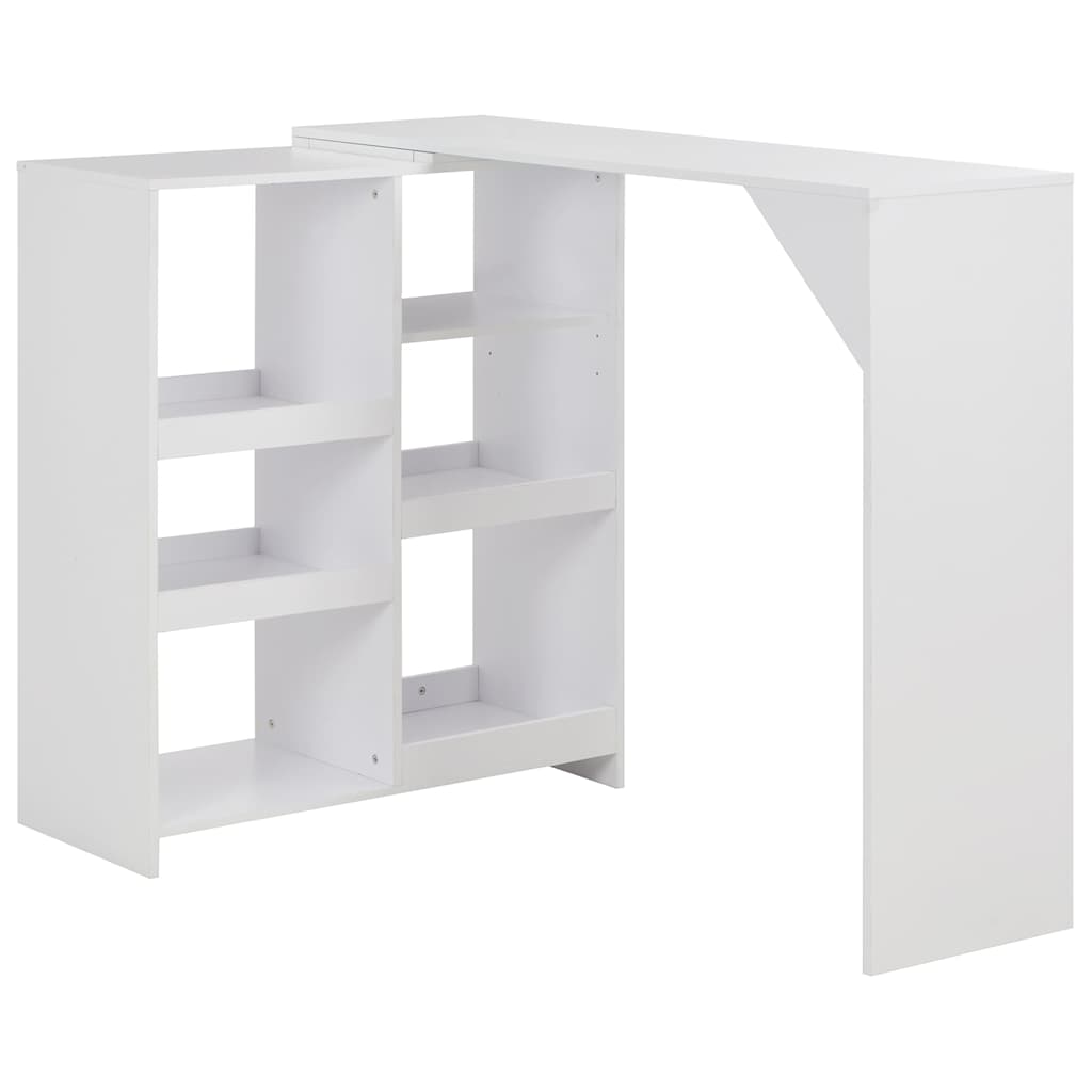 vidaXL Bar Table with Moveable Shelf White 138x39x110 cm 1