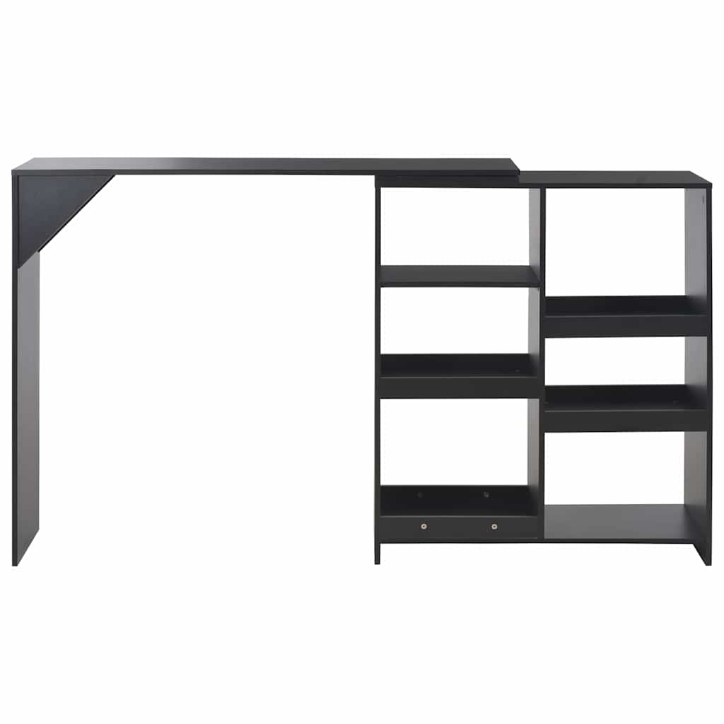 vidaXL Bar Table with Moveable Shelf Black 138x39x110 cm 2