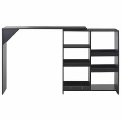 vidaXL Bar Table with Moveable Shelf Black 138x39x110 cm 2